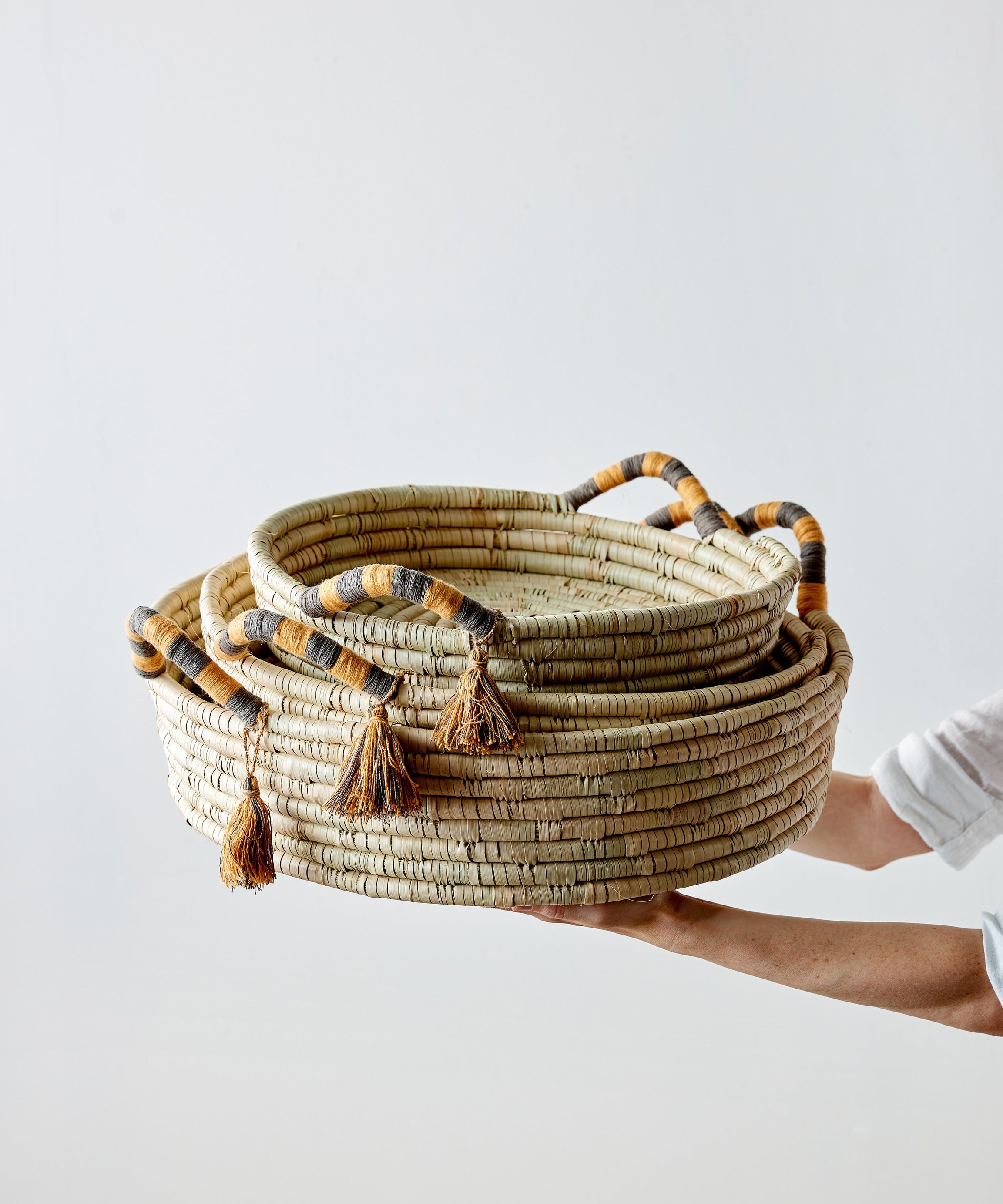 Peach Banded Betty Tray with Tassel