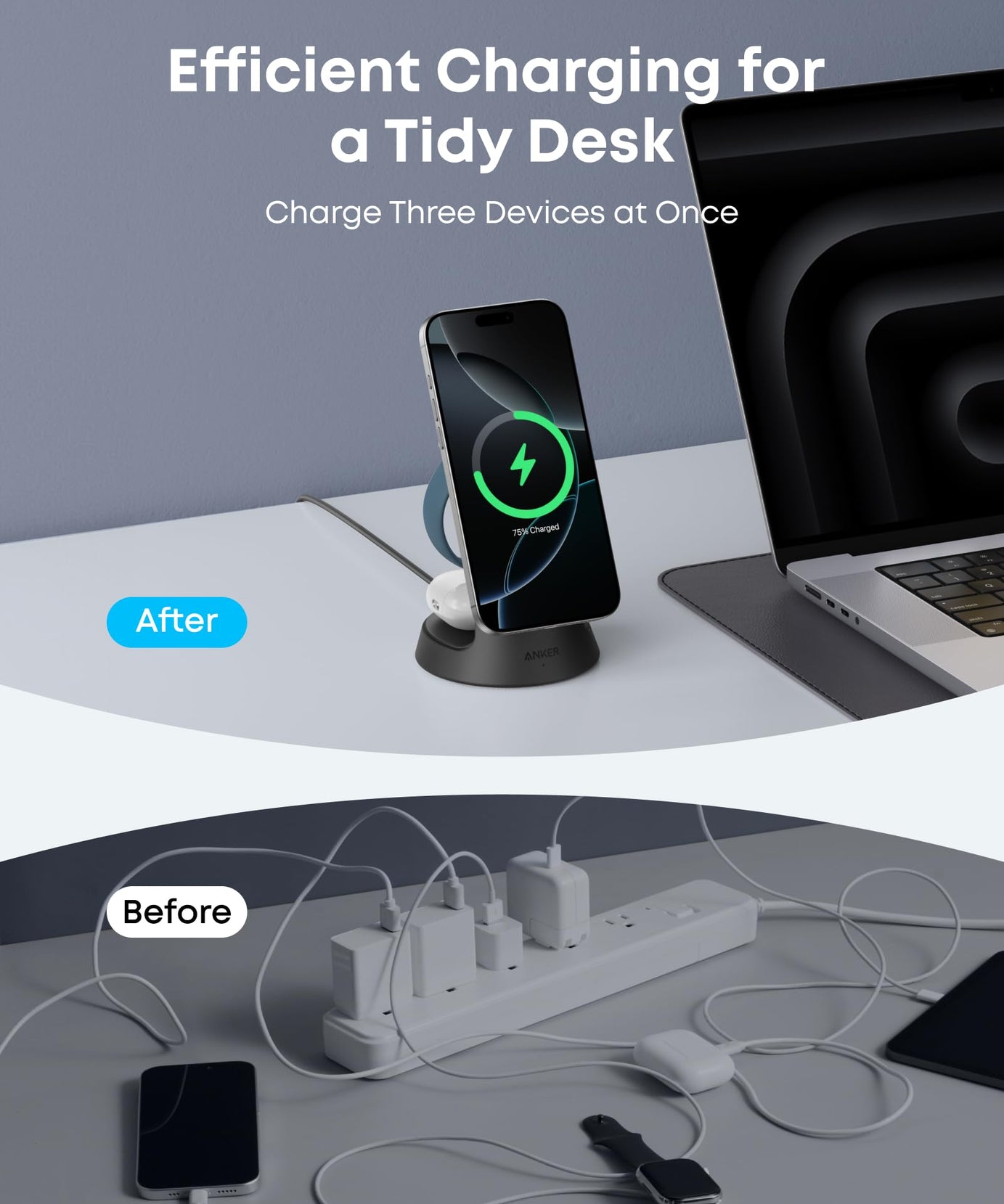 Anker MagGo Wireless Charging Station (3-in-1, Dock Stand)