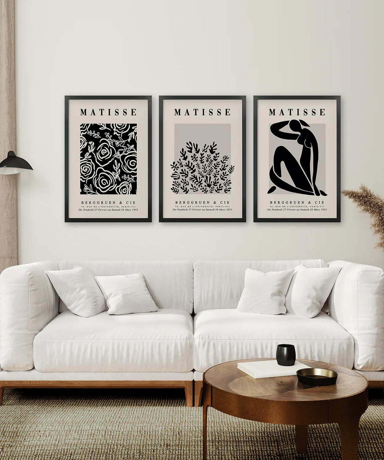 Schwarz Beige Vintage Henri Matisse Wandkunstdruck-Set