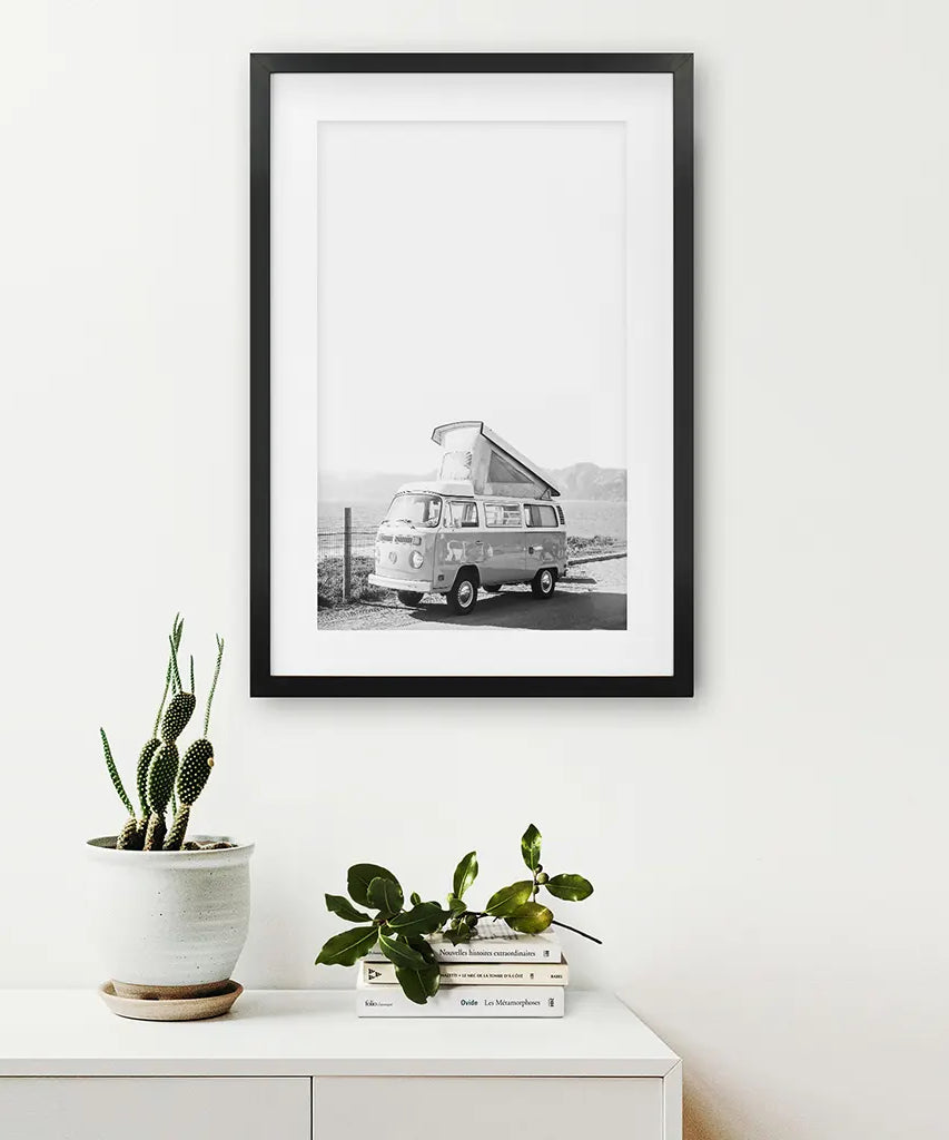 Schwarz-Weiß Hipster Van Poster. Sommerreise