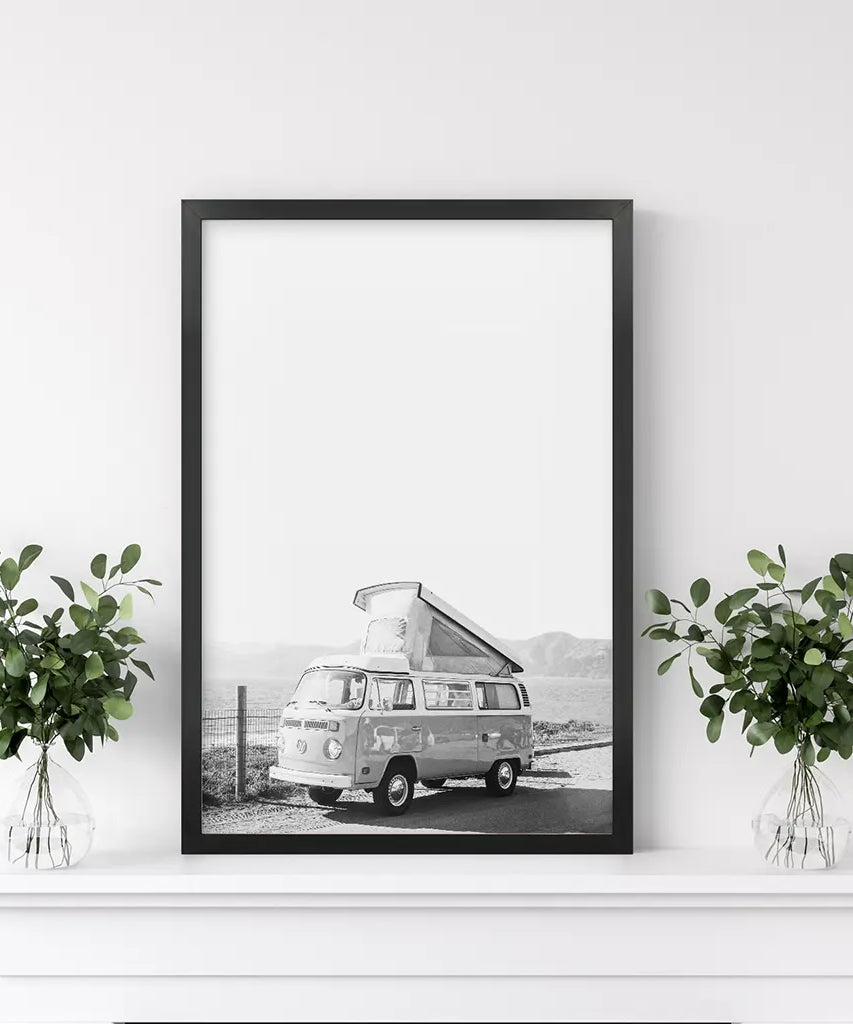 Schwarz-Weiß Hipster Van Poster. Sommerreise