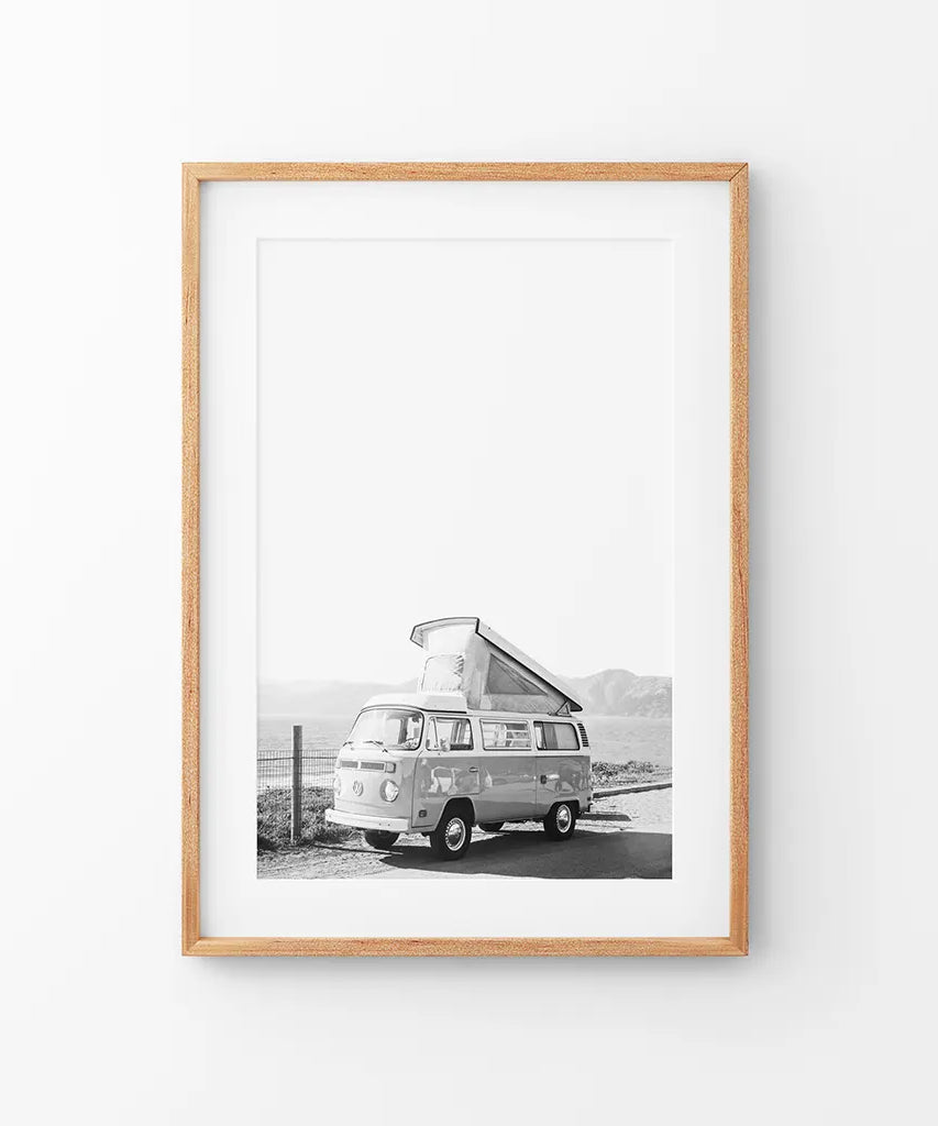 Schwarz-Weiß Hipster Van Poster. Sommerreise