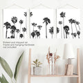 Black and White Palm Trees. Tropical Wall Art Set of 3 Prints