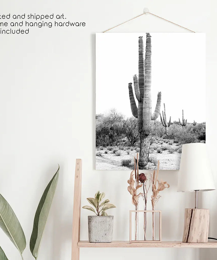 Schwarz-Weiß-Saguaro-Kaktus-Poster. Arizona Wüste Natur