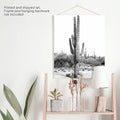 Black White Saguaro Cactus Poster. Arizona Desert Nature