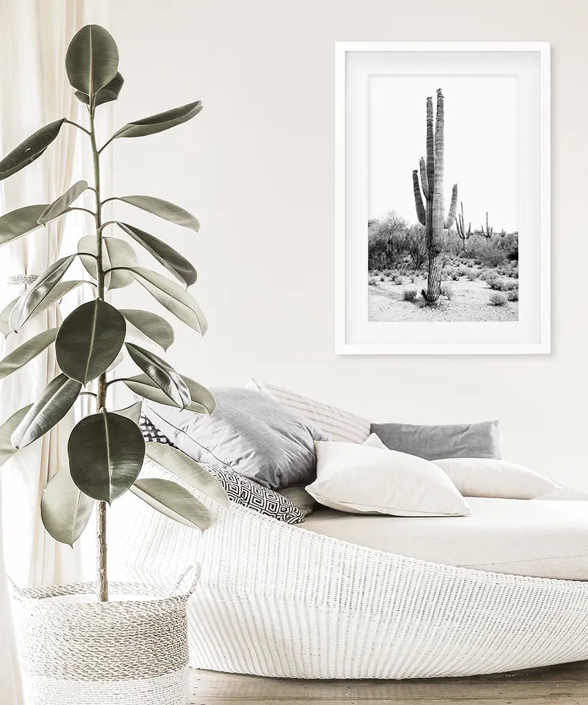 Schwarz-Weiß-Saguaro-Kaktus-Poster. Arizona Wüste Natur