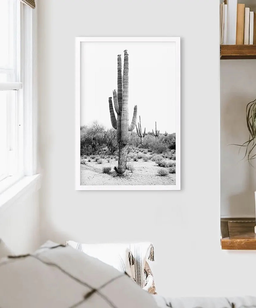 Schwarz-Weiß-Saguaro-Kaktus-Poster. Arizona Wüste Natur