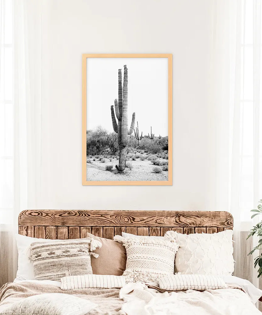 Schwarz-Weiß-Saguaro-Kaktus-Poster. Arizona Wüste Natur