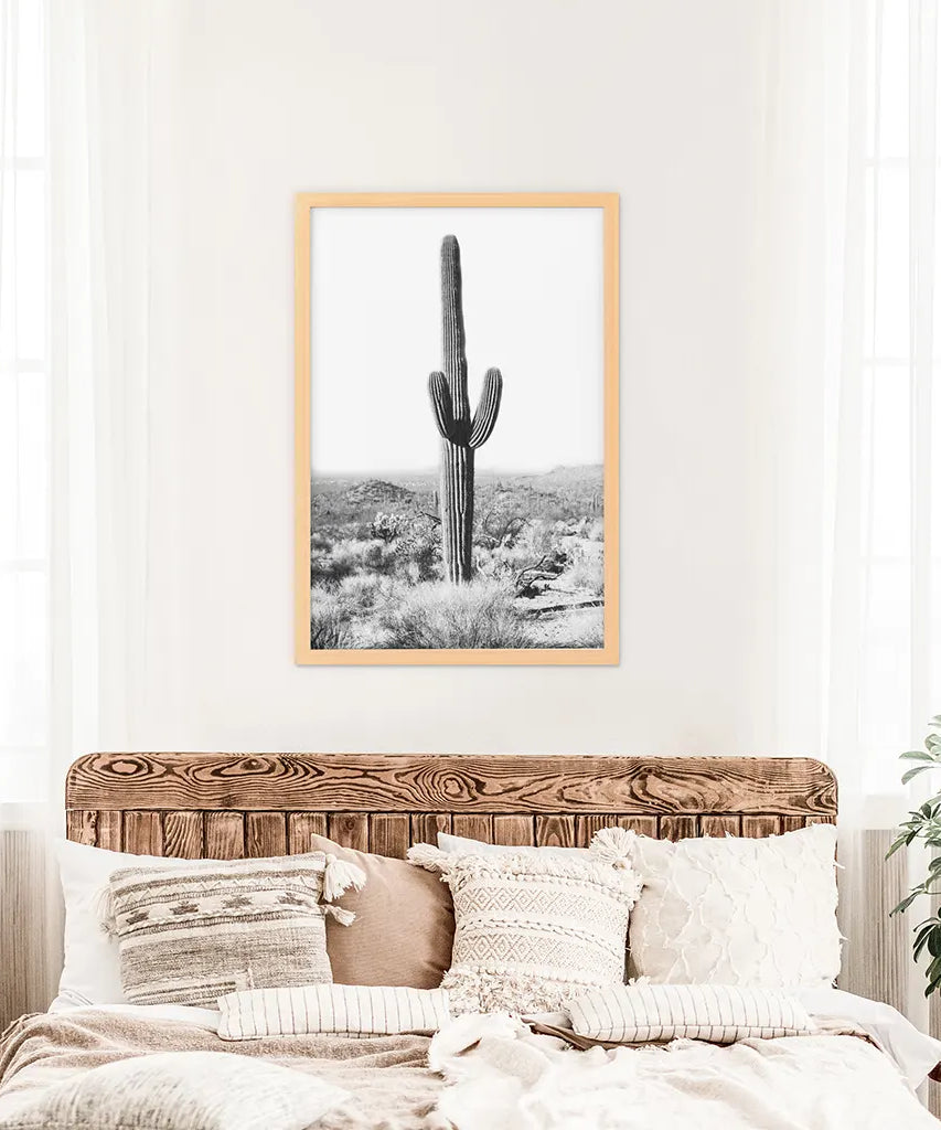 Saguaro-Kaktus-Druck. Schwarz-Weiß Arizona Wüste Natur