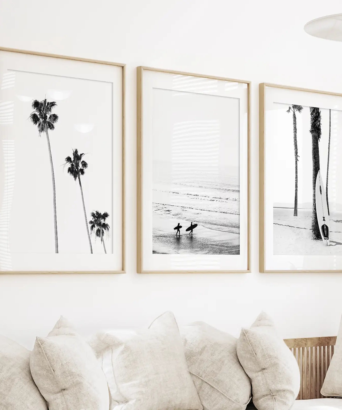 Modern Black White Ocean Surfing Wall Art Set