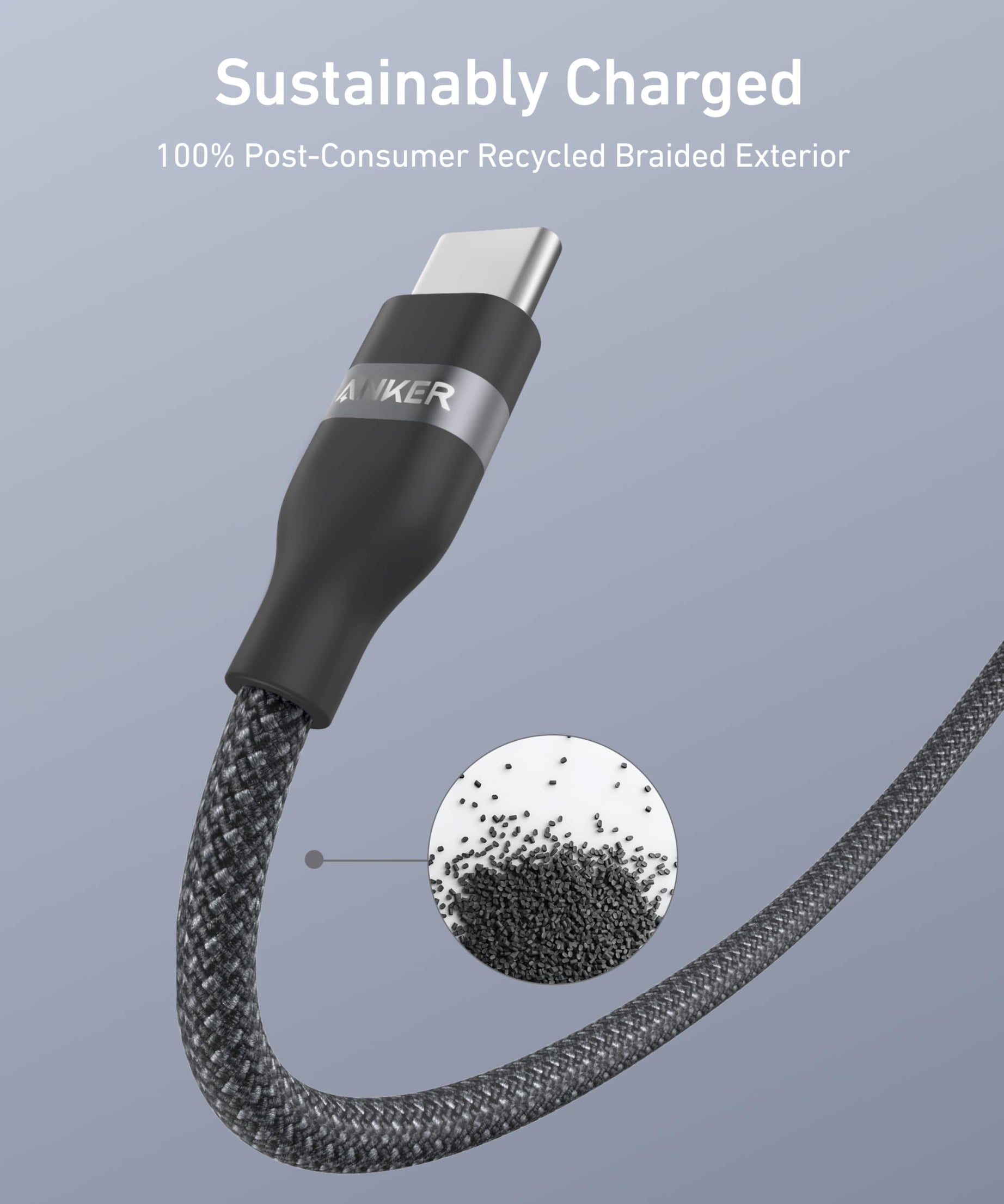 Anker USB-A to USB-C Cable (3 ft / 6 ft, Upcycled-Braided)