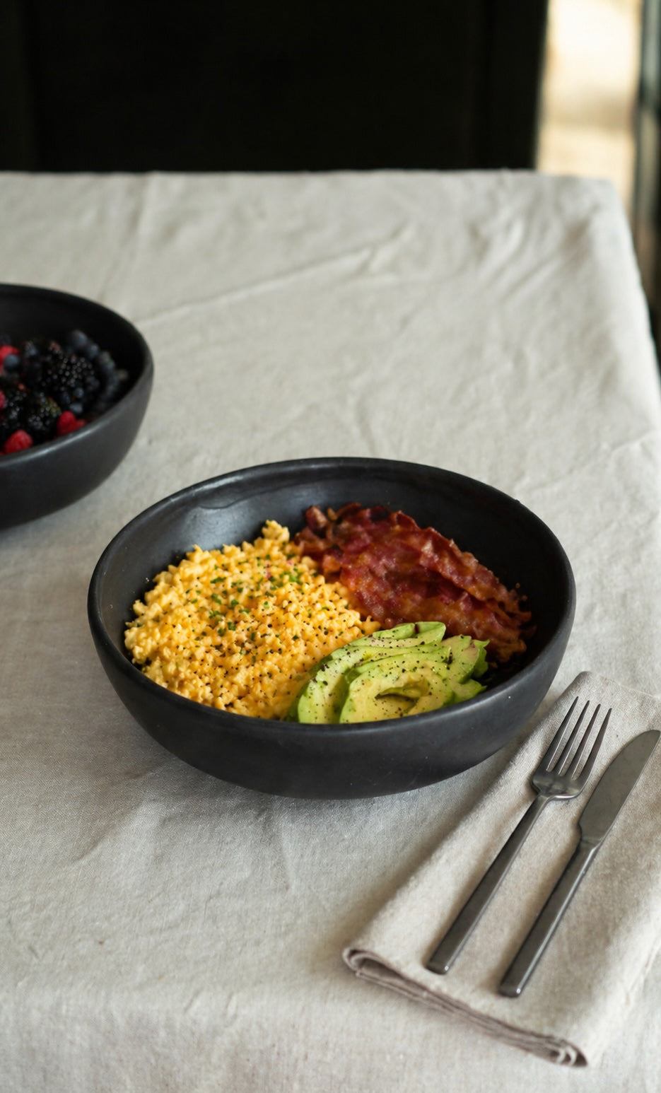 Black Matte Stoneware Pasta Bowl