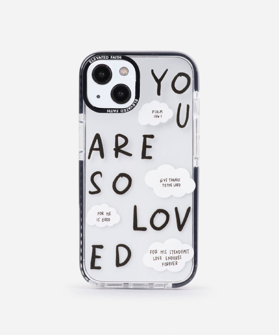 Schwarze Handyhülle mit Aufschrift „You Are So Loved“