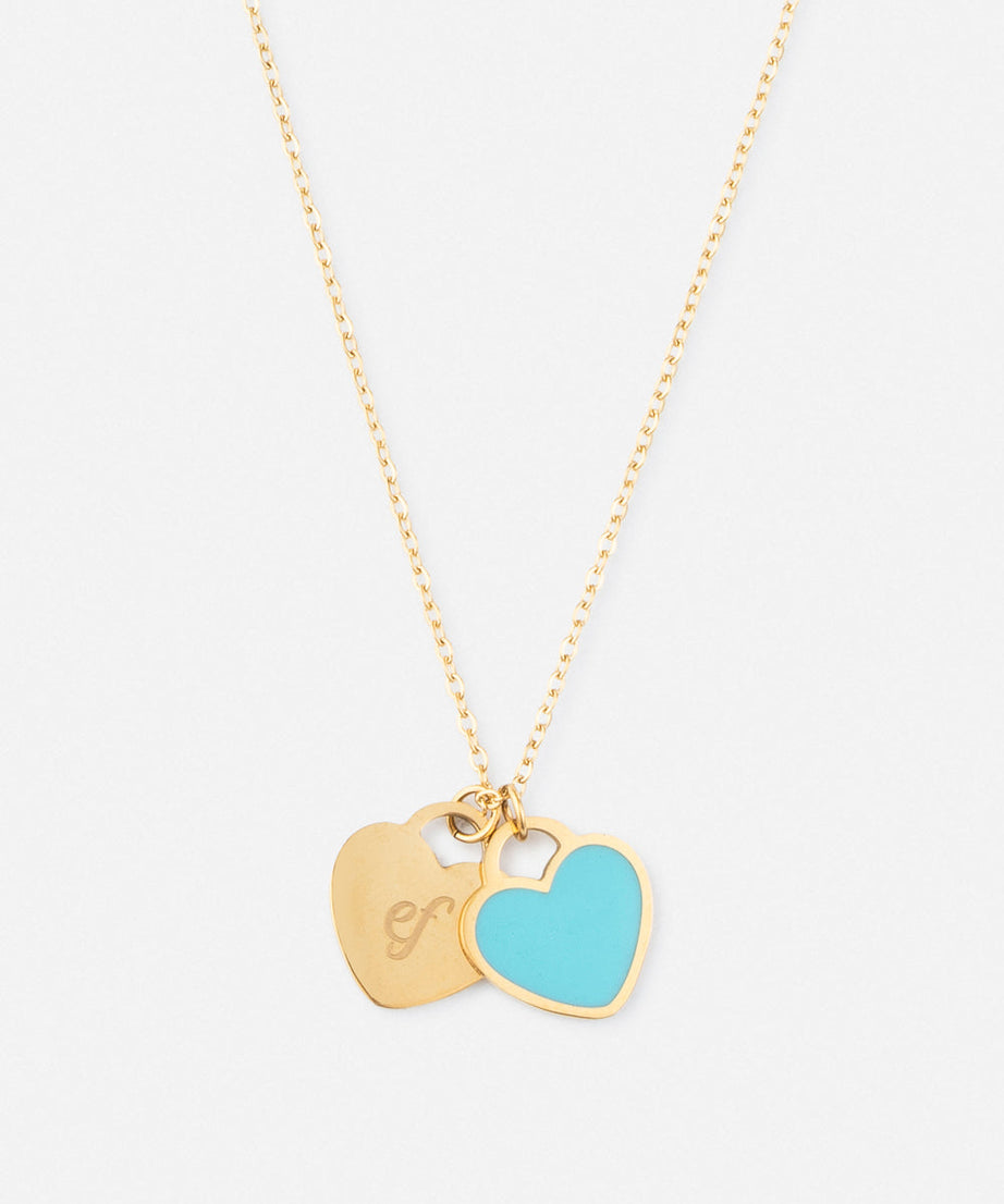 Blue Enamel Heart Logo Necklace
