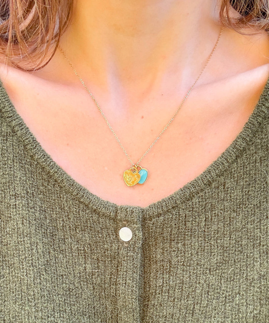 Blue Enamel Heart Logo Necklace