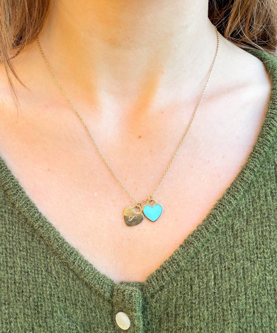 Blue Enamel Heart Logo Necklace