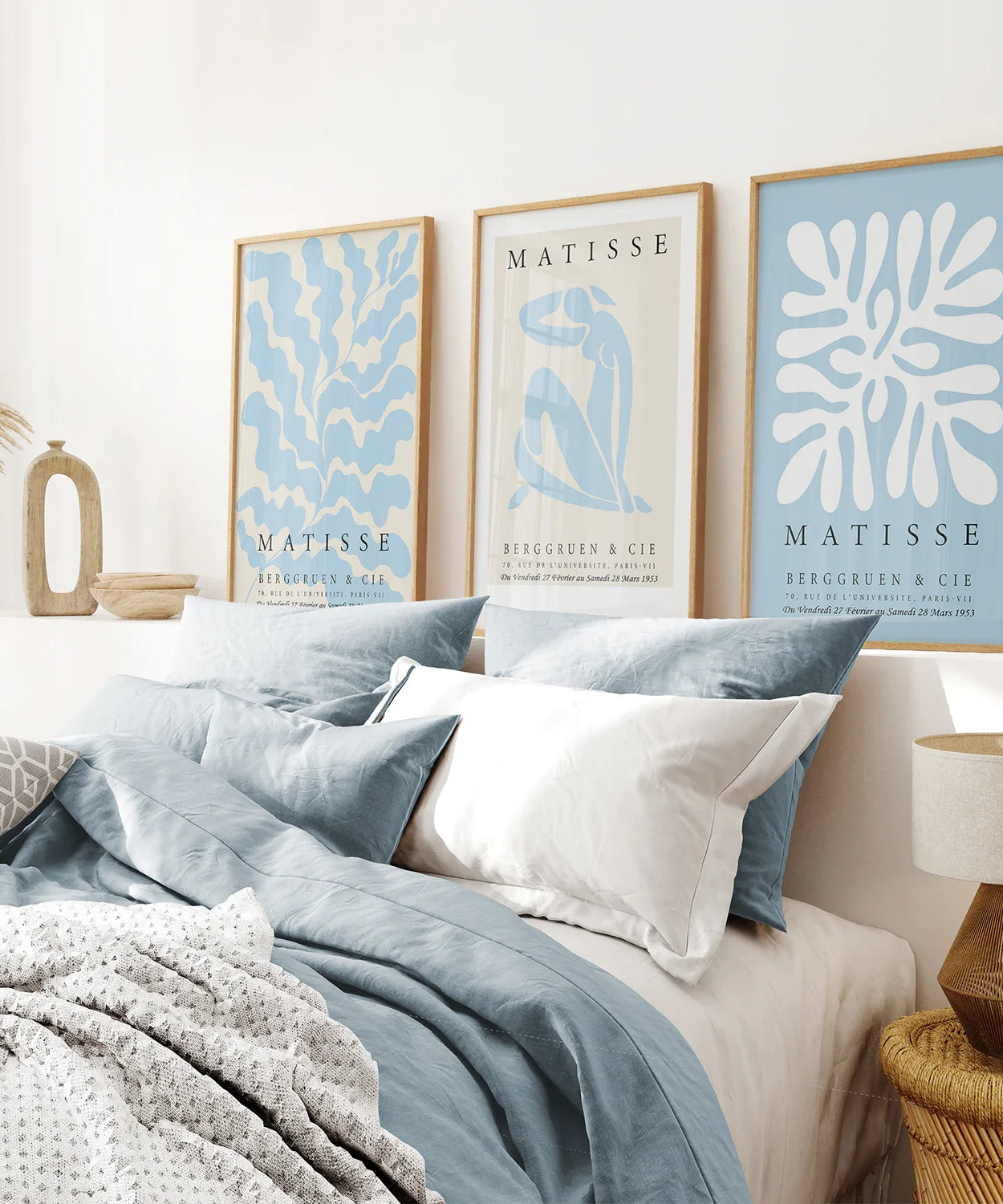 3er-Set blaue und beige Henri Matisse-Drucke