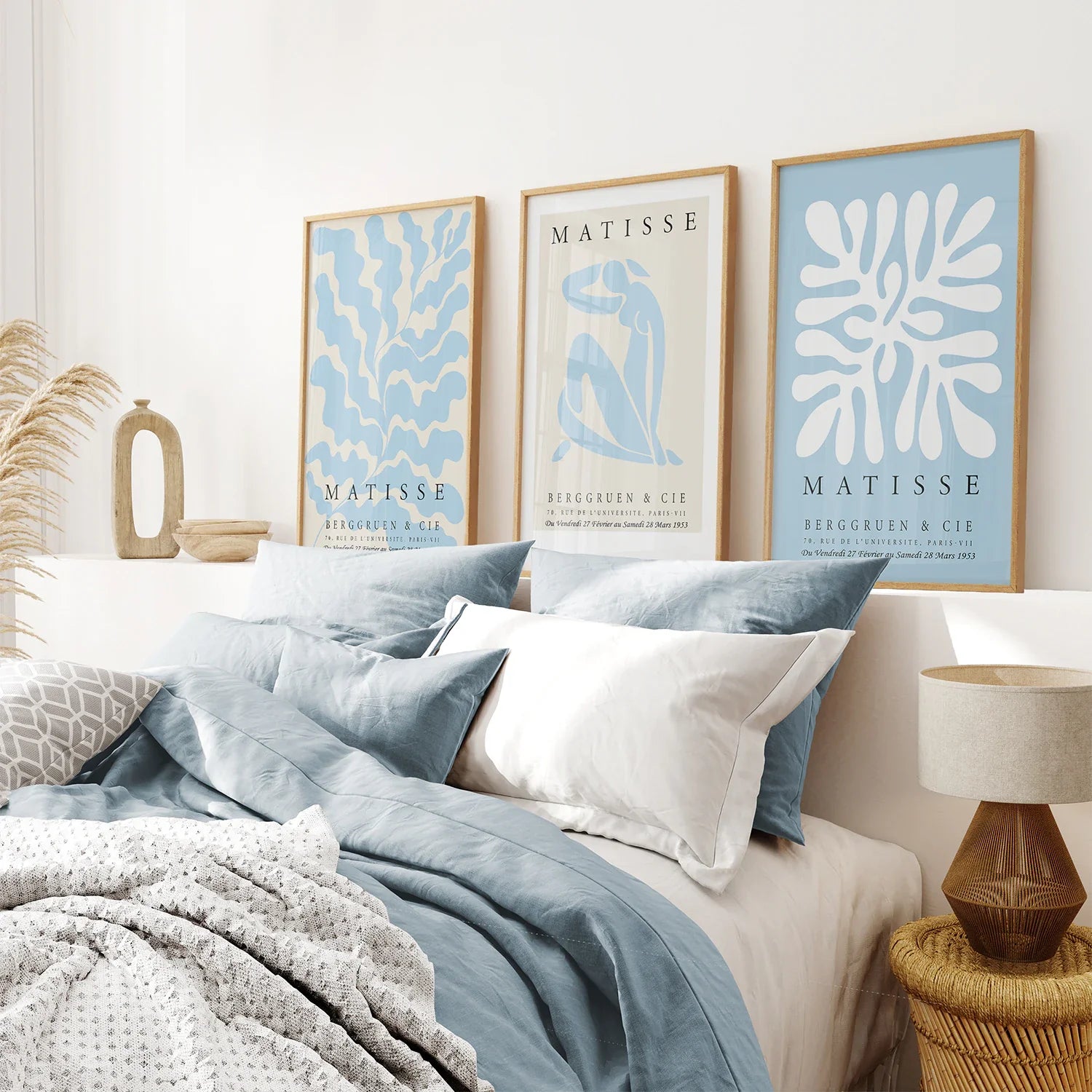 3er-Set blaue und beige Henri Matisse-Drucke
