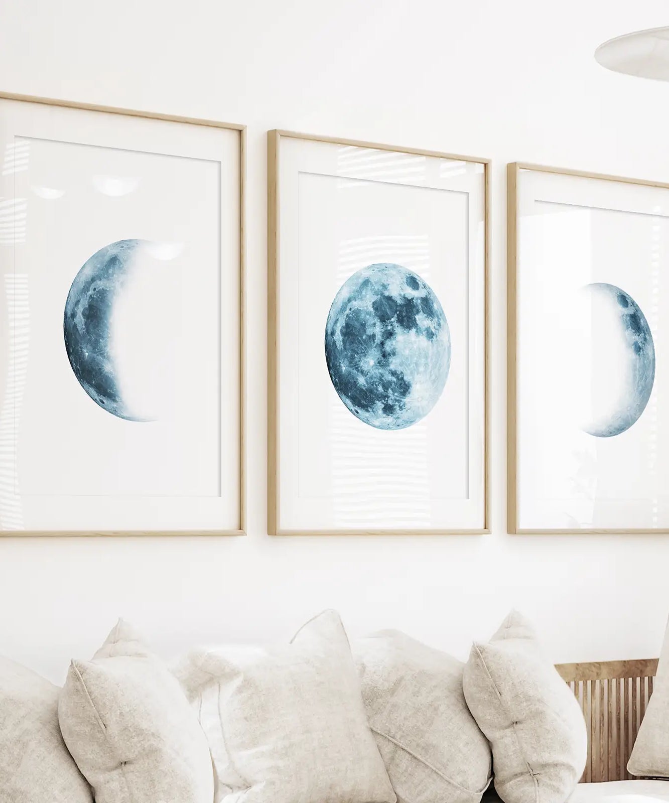 Lunar Phases. Blue Wall Art Set for Boy's Nursery