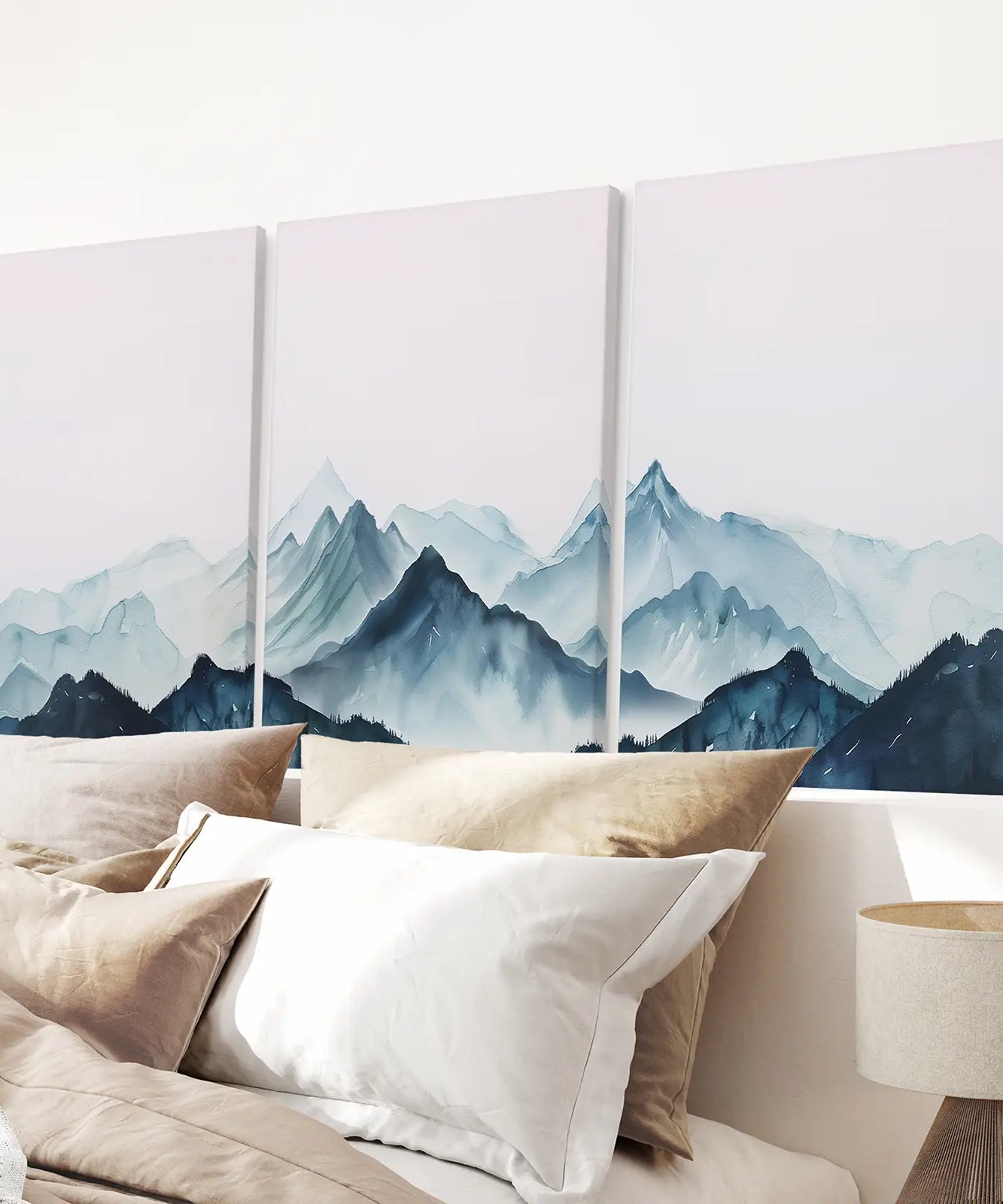 Moderne blaue Aquarell-Berglandschafts-Drucke