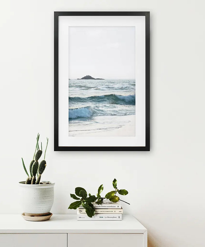 Poster "Blaue Ozeanwellen". Küstenwandkunst