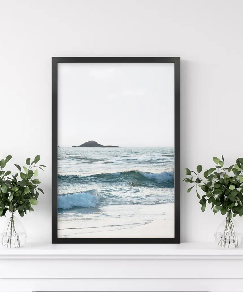 Poster "Blaue Ozeanwellen". Küstenwandkunst
