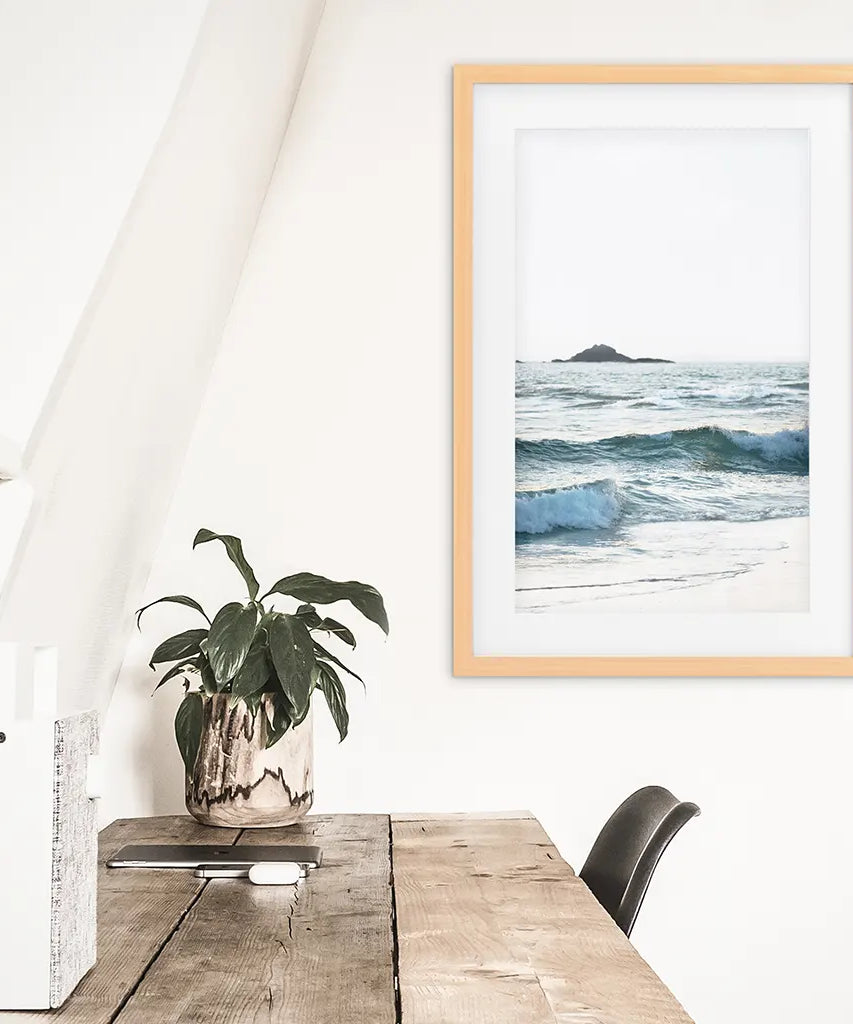 Poster "Blaue Ozeanwellen". Küstenwandkunst
