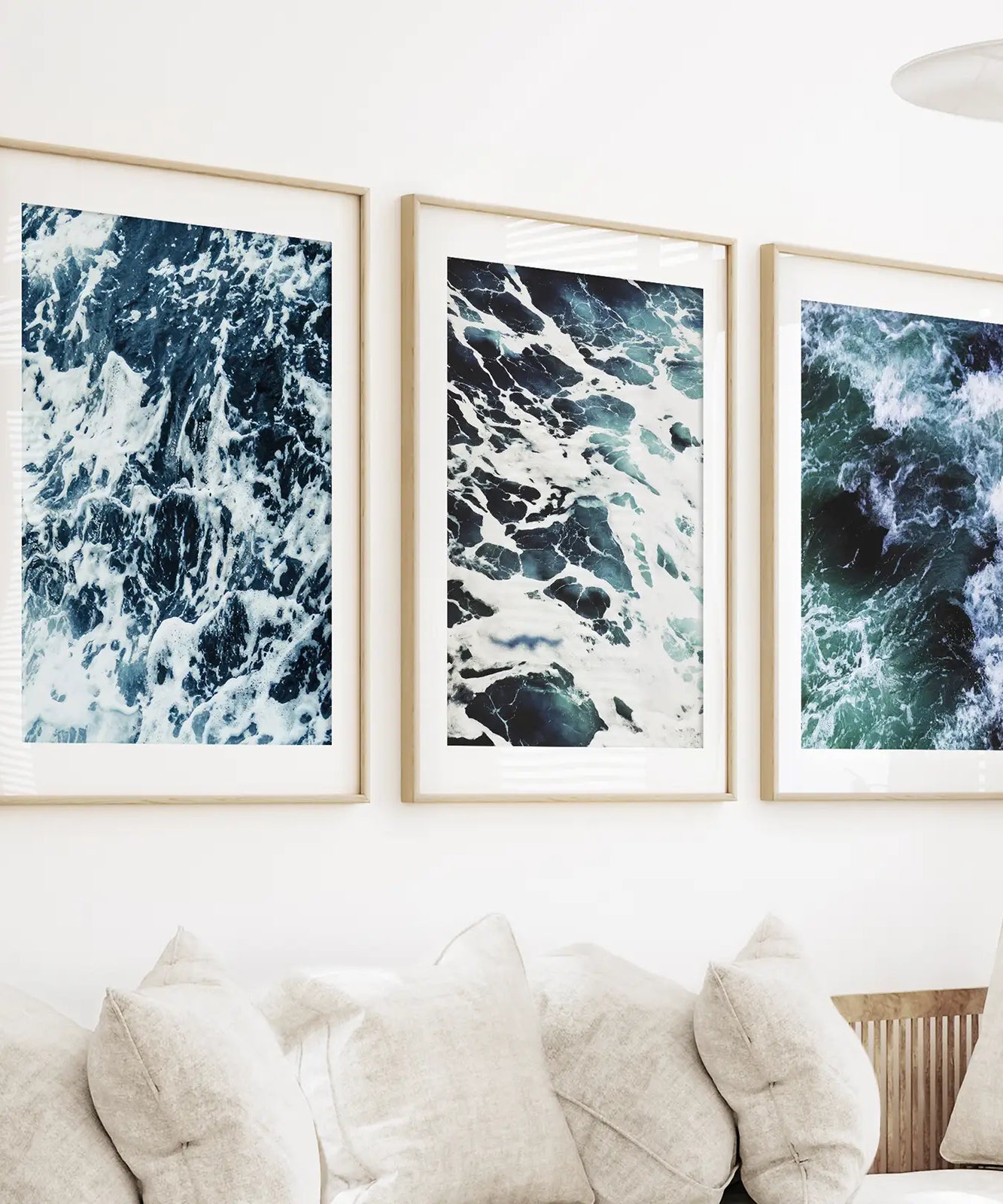 Blue Green Ocean Waves 3 Piece Wall Art