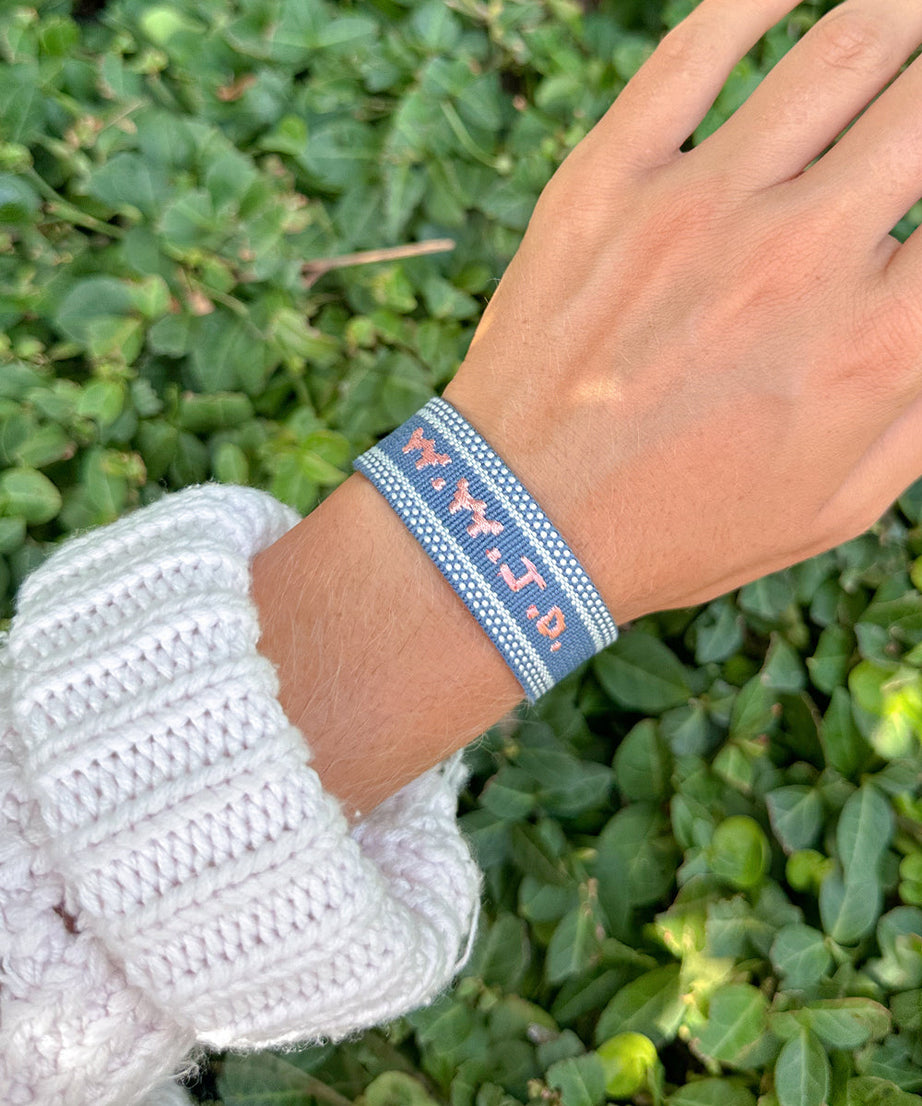 Blue WWJD Embroidered Bracelet