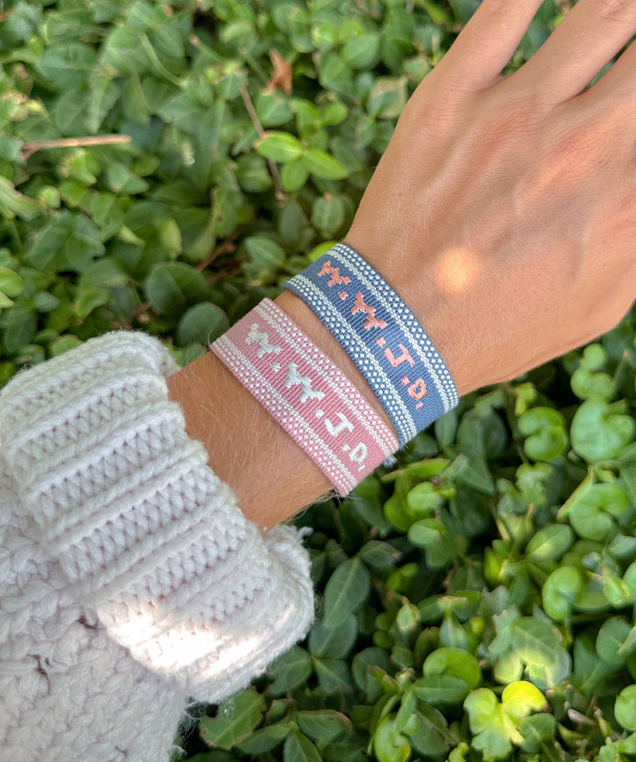 Blue WWJD Embroidered Bracelet