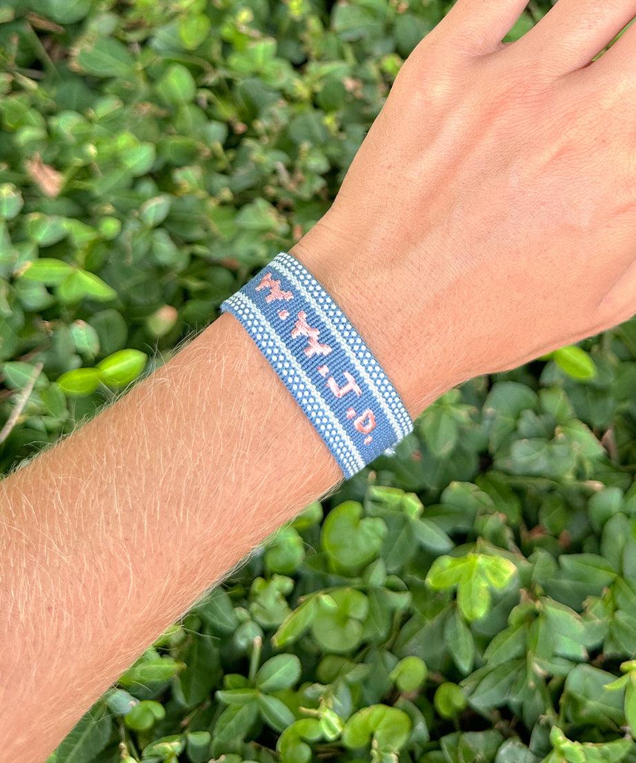 Blue WWJD Embroidered Bracelet