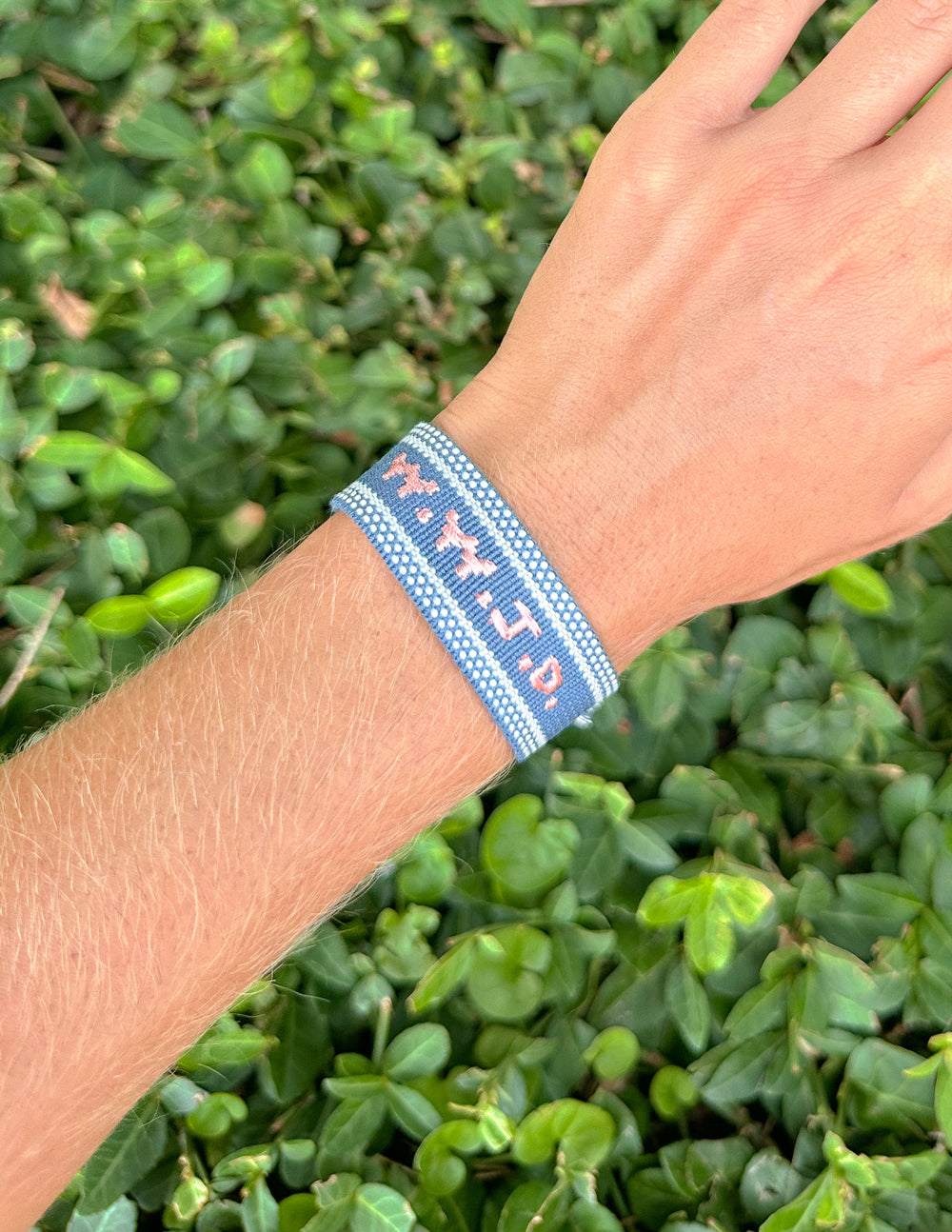 Blue WWJD Embroidered Bracelet