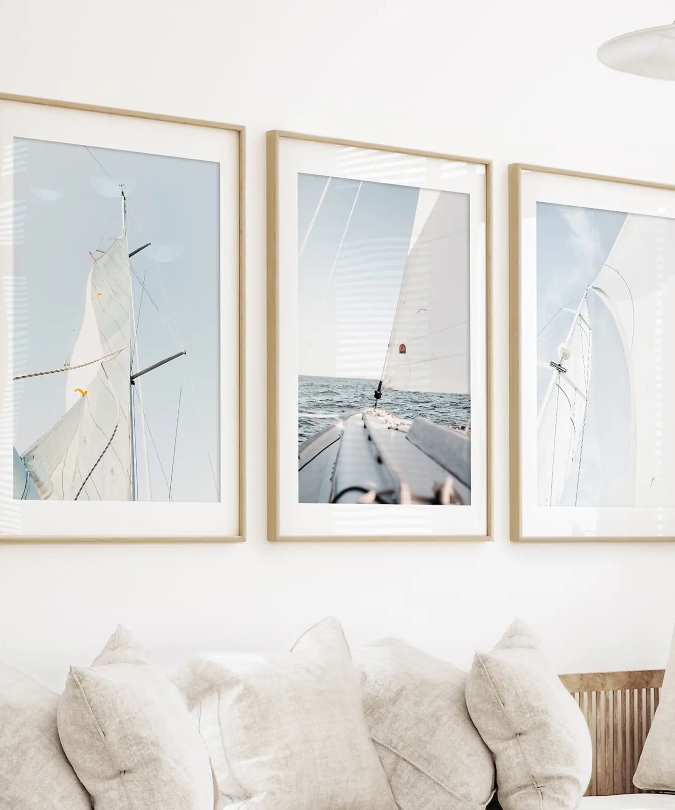 Nautical 3 Piece Wall Art. Sailing at Sea on a Yacht