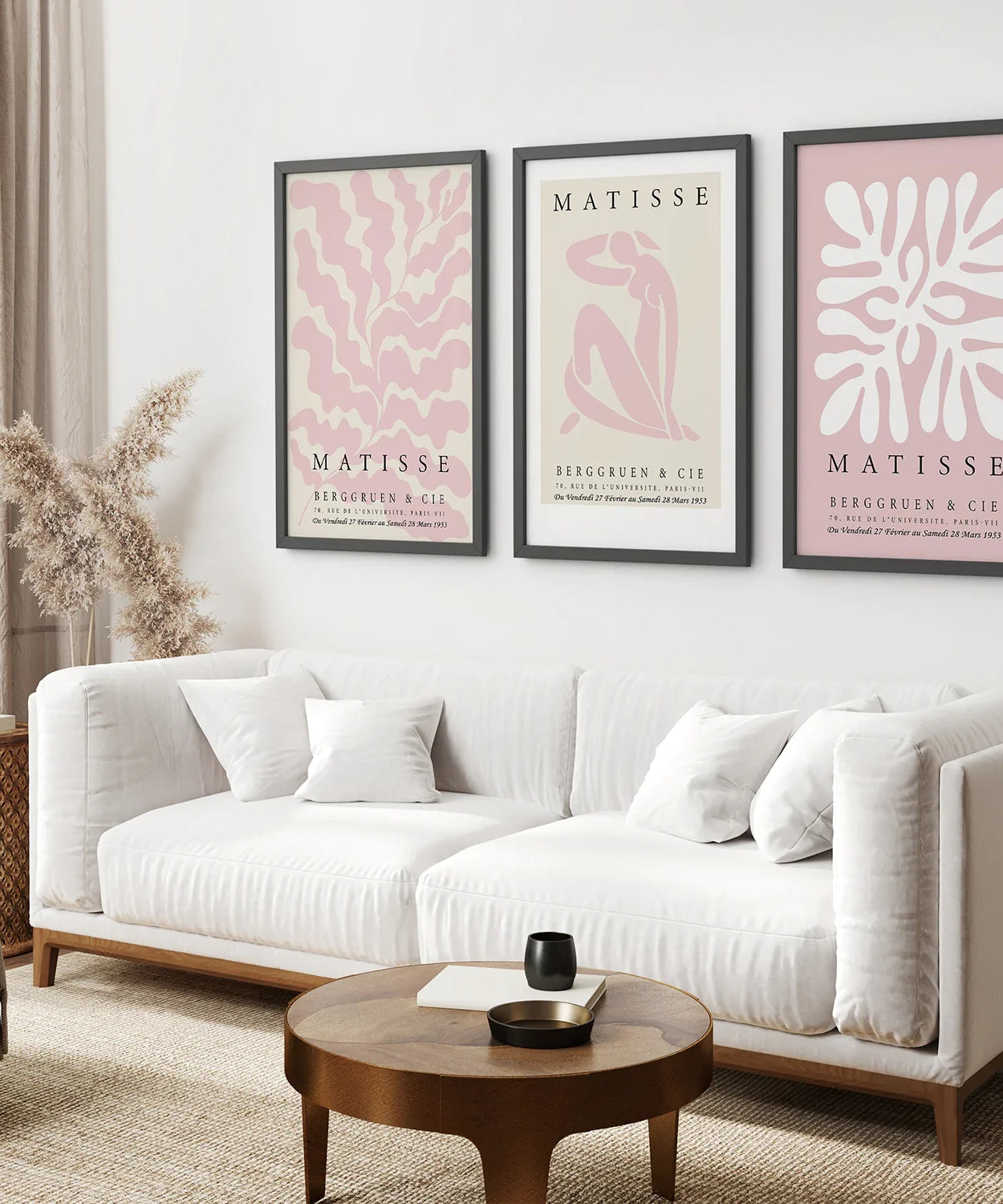 3-teiliges Wandkunstdruck-Set „Matisse in Rouge-Pink“