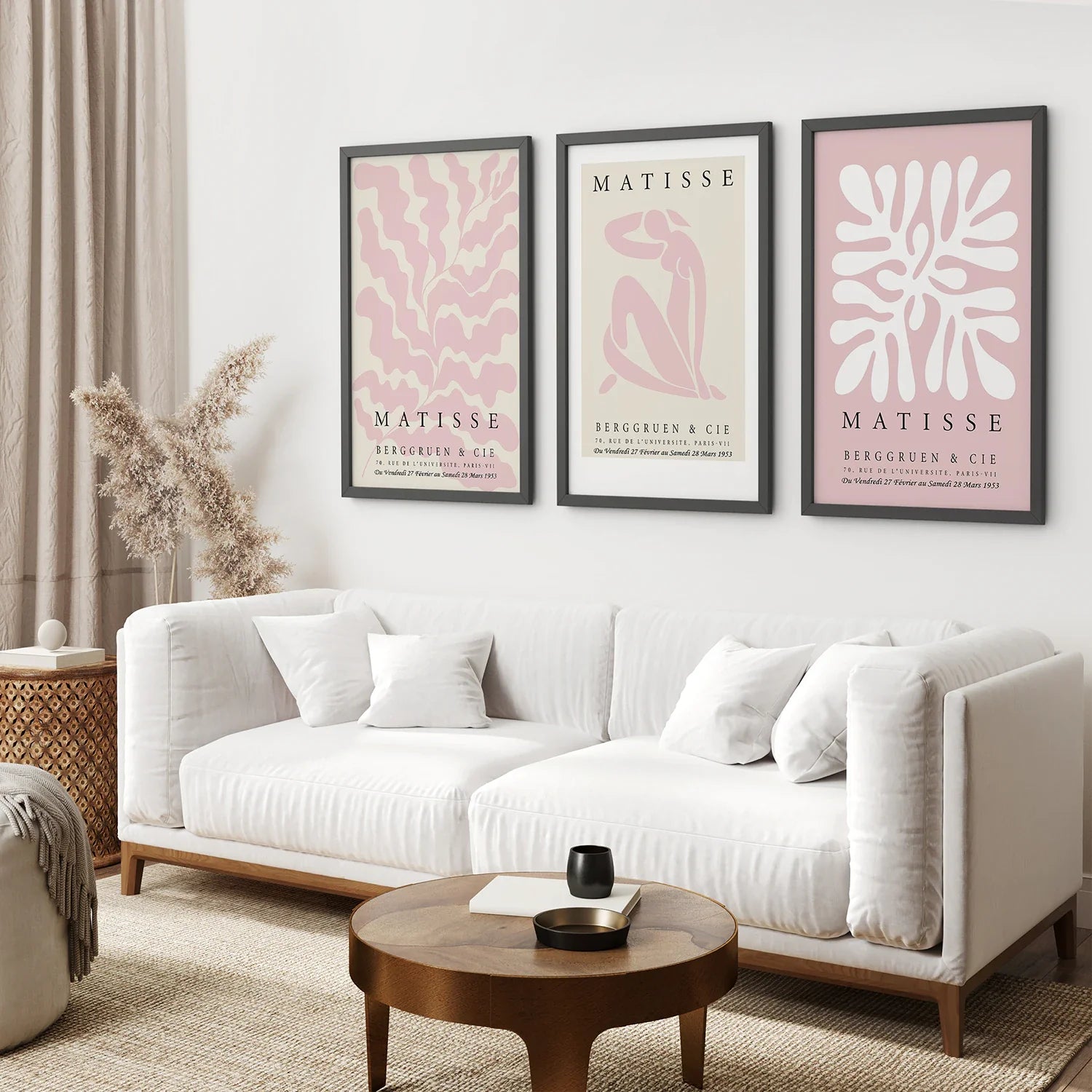 3-teiliges Wandkunstdruck-Set „Matisse in Rouge-Pink“