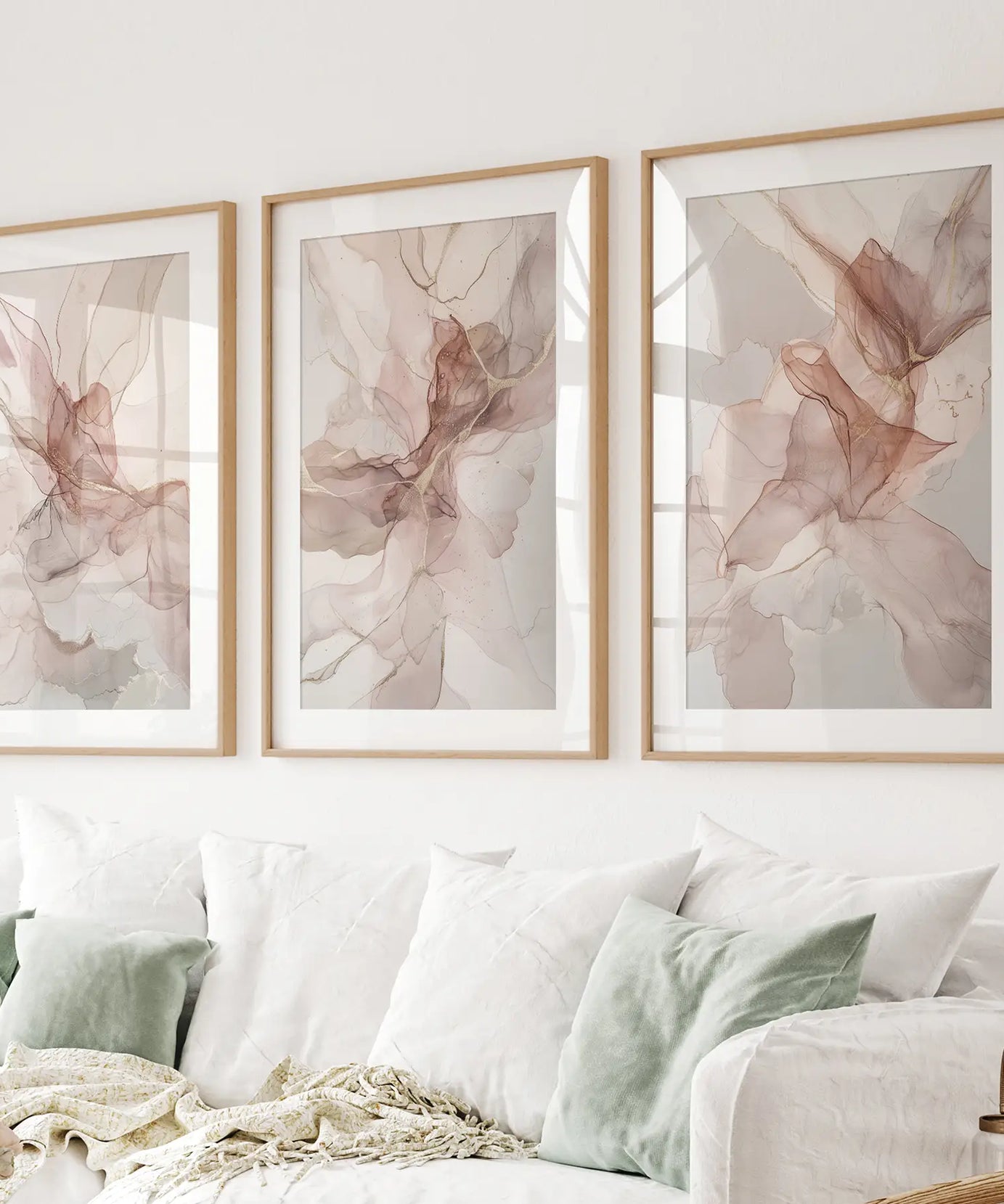 Neutral Abstract Set of 3 Prints Wall Art Decor