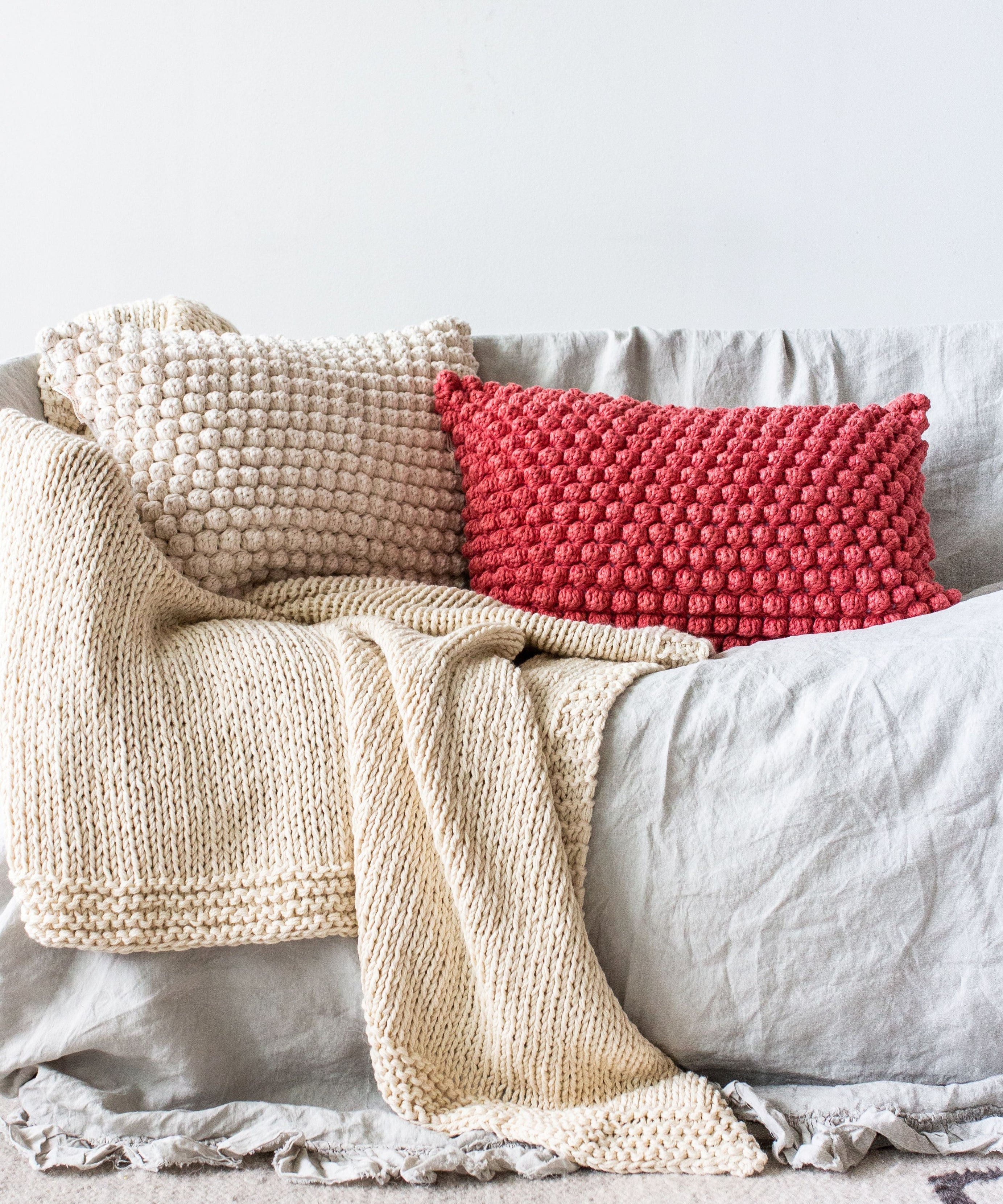 Cotton Bobbles Textured Throw Pillow