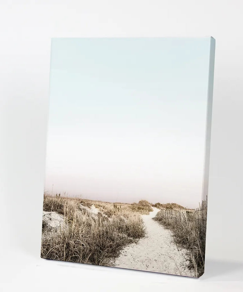 Boho Chic Wandkunstdruck. Sandiger Strandweg, Getrocknetes Gras