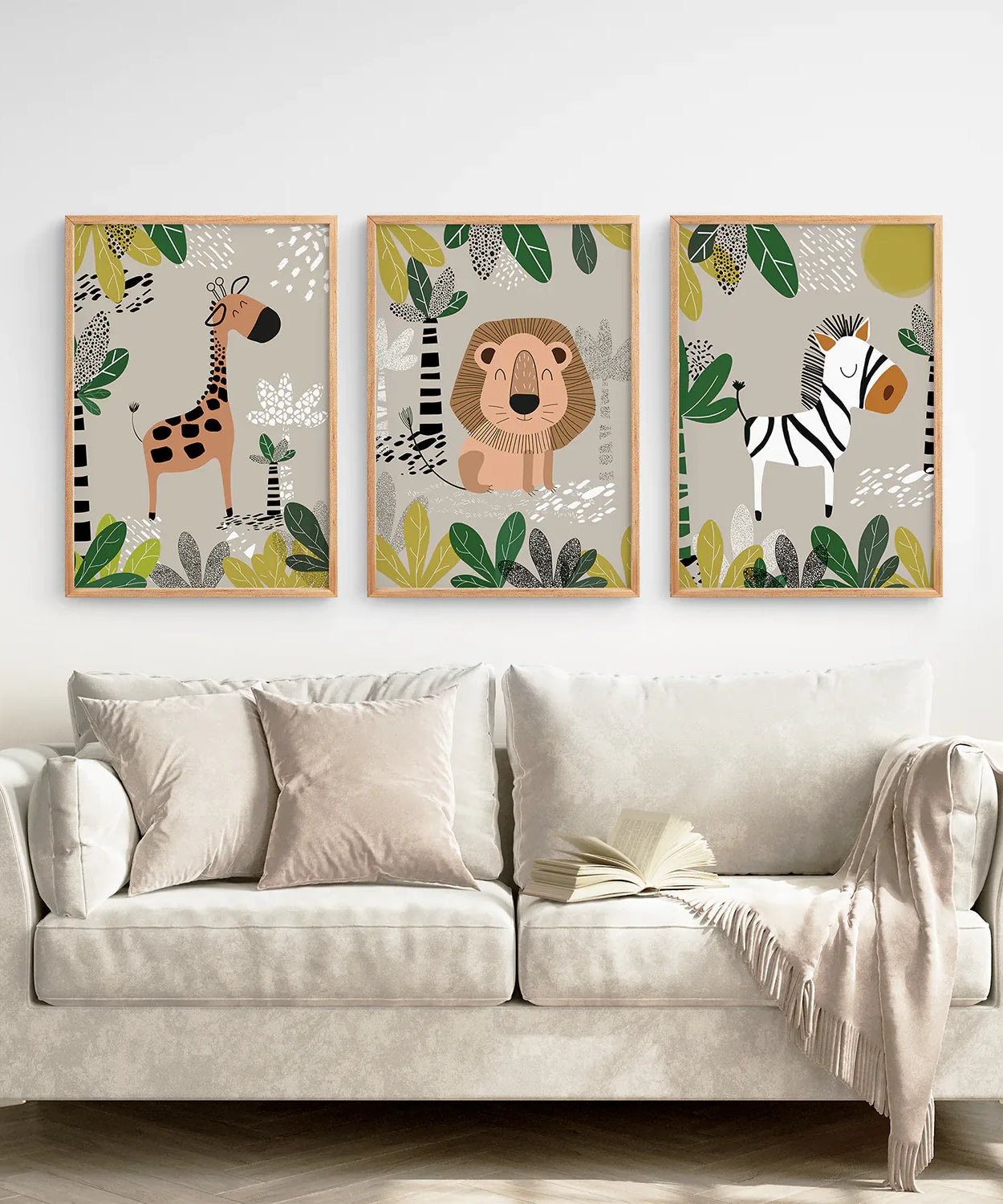 3er-Set Wandbilder „Safari-Babytiere“