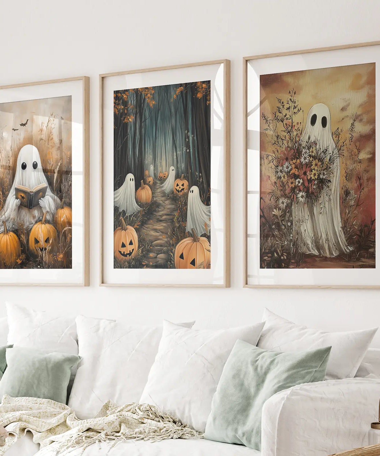 Ghosts Halloween Trendiges Wandkunst-Poster-Set Deko