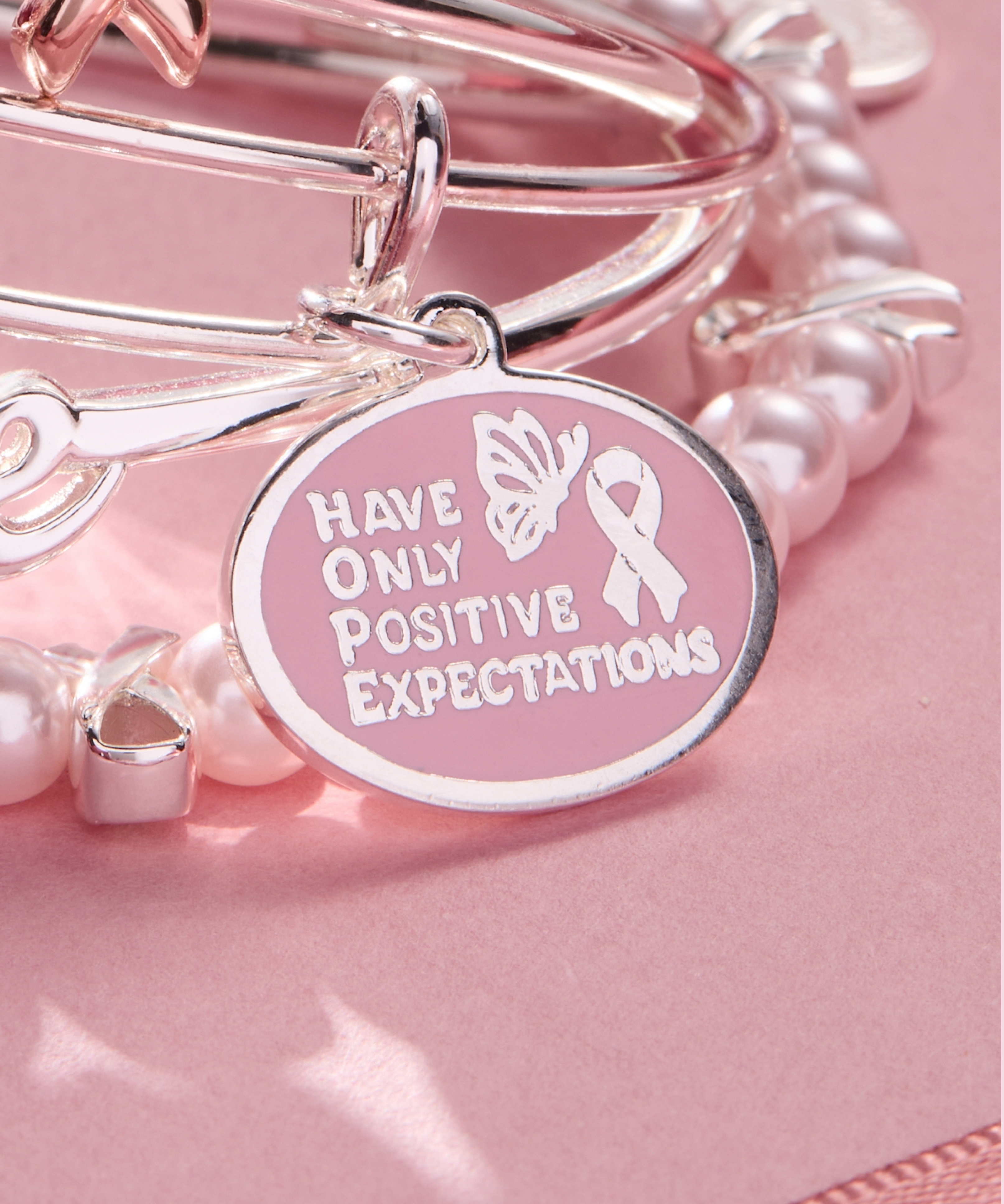 'HOPE' Breast Cancer Awareness Charm Bangle Set of 2