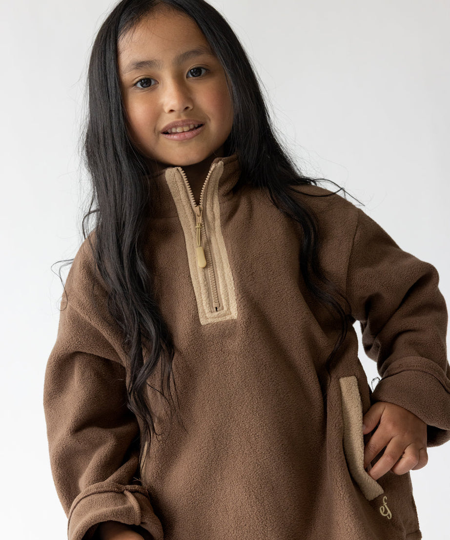 Brauner Fleece-Kinderpullover