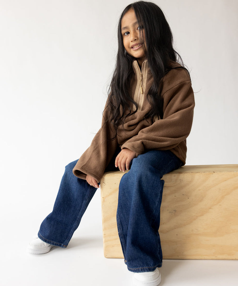Brauner Fleece-Kinderpullover