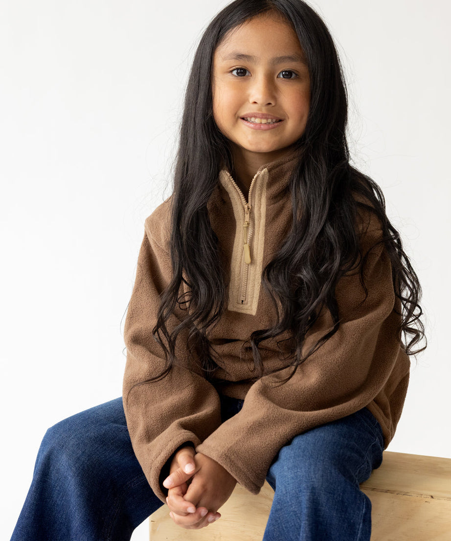 Brauner Fleece-Kinderpullover