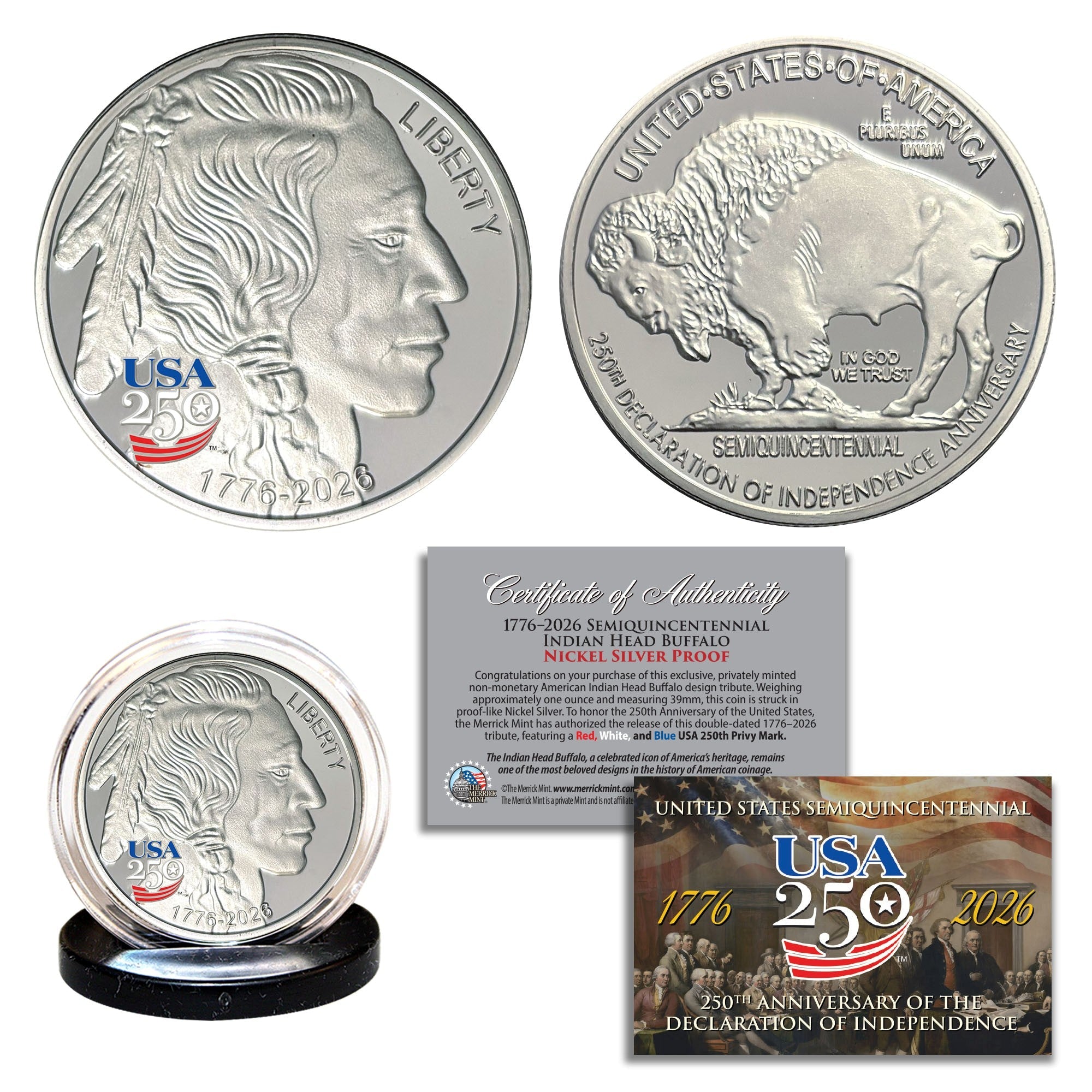 Amerikas 250. Jubiläum Büffel-Indianer-Nickel-Silber-Münze in Proof-Qualität