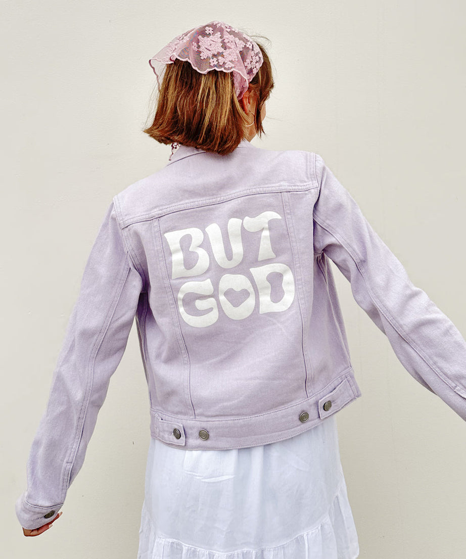 But God Cropped Denim Jacket