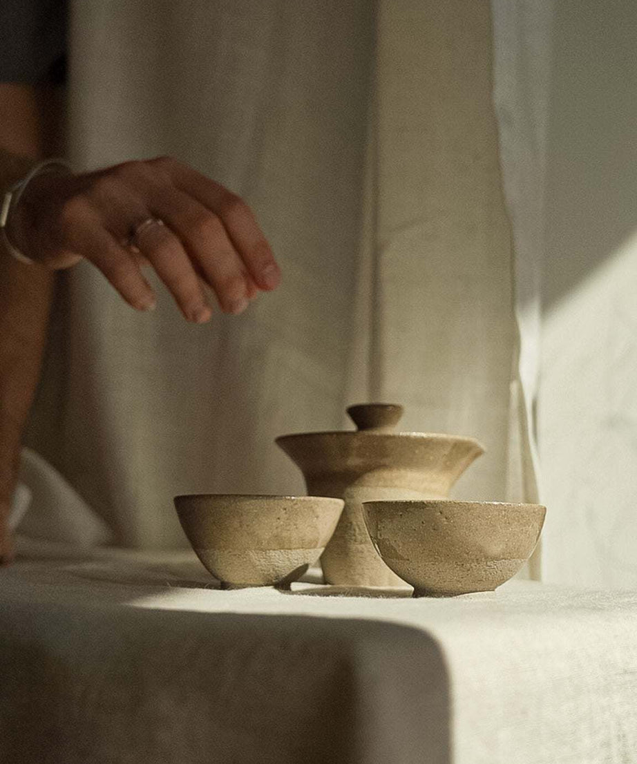 Handgemachte Steingut kleine Teetasse – Grau mit Sprenkeln
