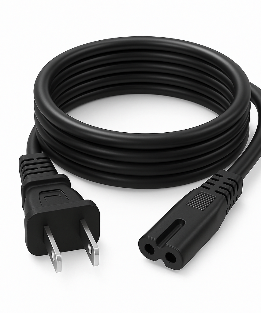 TCL TV 6-Foot AC Power Cord with C7 - Figure-8 female Connector | Google TV's | Roku TV's - G0703-000258