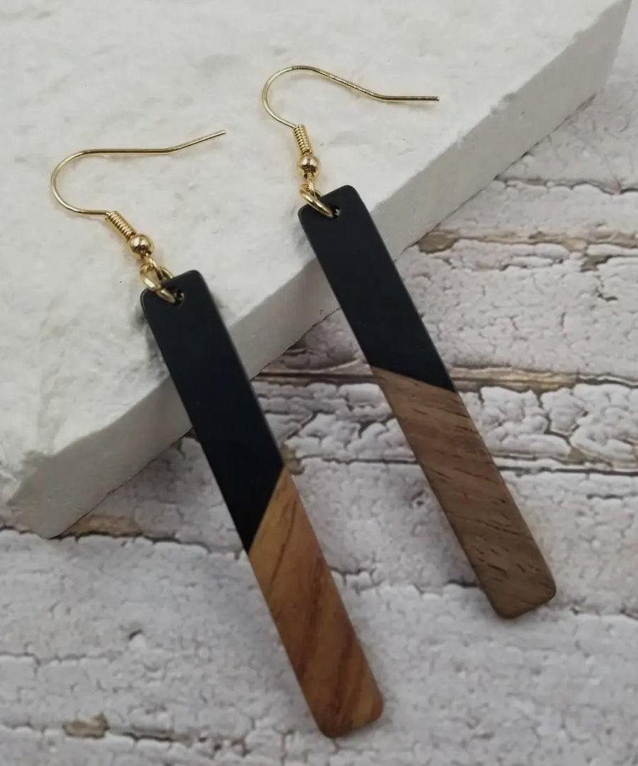 Resin Wood Earrings