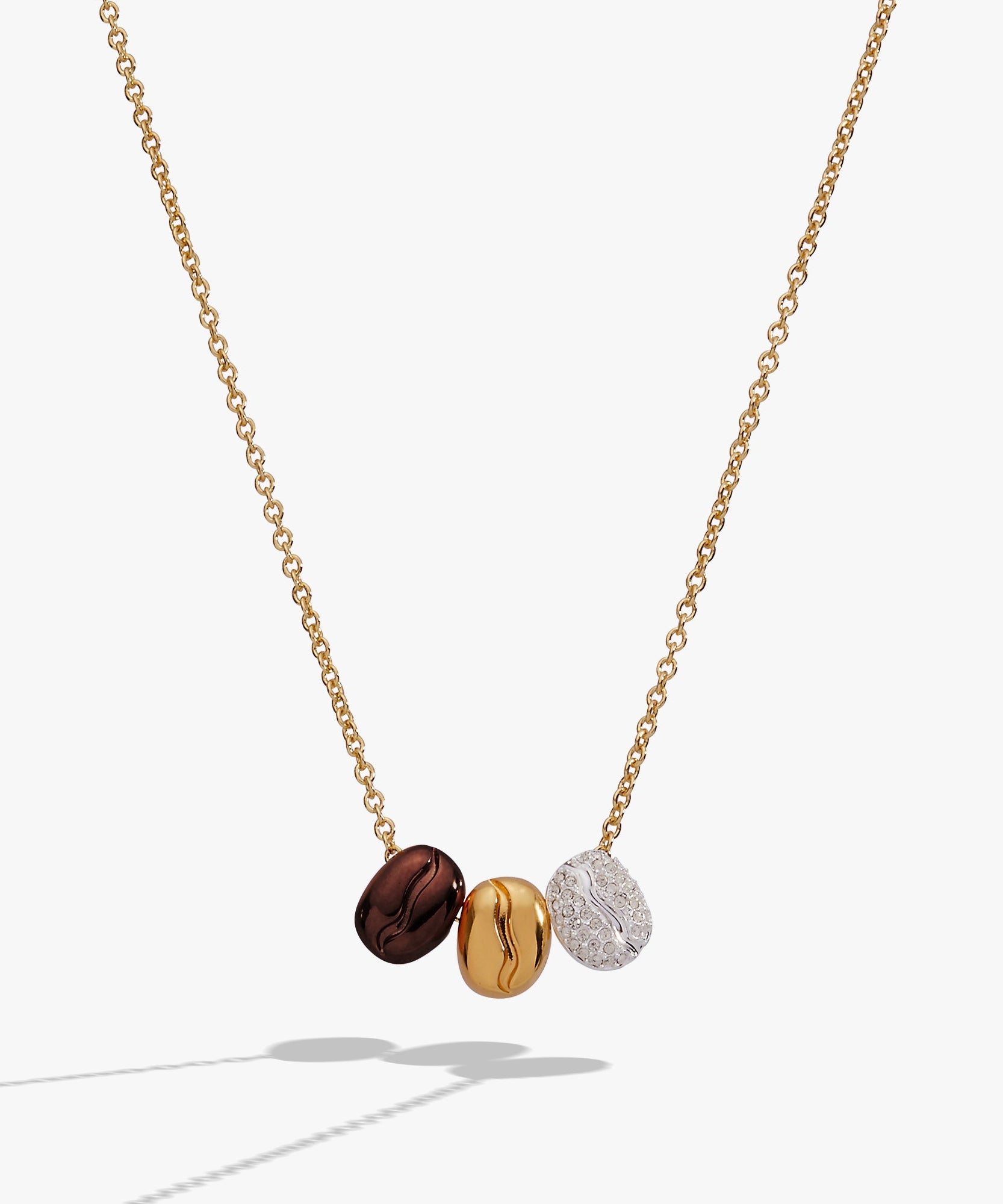 Coffee Bean 'Happiness, Wealth, Health' Engraved Pendant Necklace